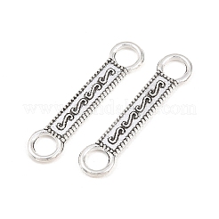 チベットスタイルの合金コネクタチャーム  矩形リンク  アンティークシルバー  33x7x2mm  穴：4.5mm&nbsp;PALLOY-A024-15AS-1