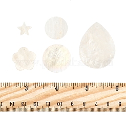 56個 5スタイル 天然カピスシェルペンダント  混合図形  12~39x12.5~30x0.5~1mm  穴：1~1.5mm&nbsp;SHEL-FS0001-08