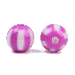 不透明なアクリルビーズ  ストライプラウンド  マゼンタ  12mm  穴：3mm  約530個/500g&nbsp;OACR-D314-07H