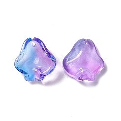 透明スプレー塗装ガラスペンダント  花びらの形のチャーム  ミックスカラー  15.5~16x15~15.5x6.5~7mm  穴：1.2mm&nbsp;GLAA-E038-01