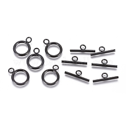 304ステンレススチールトグル留め具  リング  イオンプレーティング（ip）  電気泳動黒  リング：19x14x2mm  バー：20x7x2mm  穴：3mm&nbsp;STAS-G130-39B