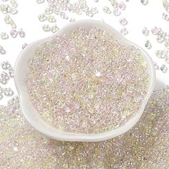 ABカラーメッキガラスシードビーズ  透明色の虹  ピーナッツ  カラフル  4~4.5x2~2.5x2~2.5mm  穴：0.8~0.9mm  約10000個/ポンド&nbsp;SEED-L011-06B-02