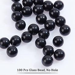 ガラスビーズ100個。  穴がない  ラウンド  ブラック  6mm&nbsp;GLAA-NB0001-52B