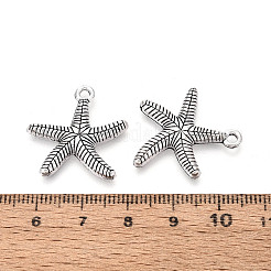 合金のチベット風チャーム  ヒトデのチャーム  アンティークシルバー  23.5x22.5x2.5mm  穴：2mm&nbsp;TIBEP-T054-09AS