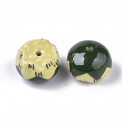 手作りの陶器ビーズ  ファミーユスタイルバラ  花  きいろ  19~20x13~14mm  穴：1.8mm&nbsp;X-PORC-N004-B-66