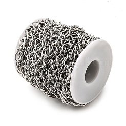 304ステンレス鋼ツイストリンクチェーン  溶接されていない  スプールで  ステンレス鋼色  10.5x7.5x1.2mm&nbsp;CHS-C018-06P
