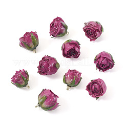 プリザーブドローズペンダント10個  バラの花のチャーム  マゼンタ  25~28x22~25x20~23mm  穴：1.5mm&nbsp;KY-TA0001-59B