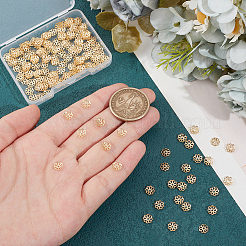 316ステンレススチールビーズキャップ200個  多弁花  18KGP本金メッキ  6x6x1mm  穴：1mm&nbsp;STAS-UN0059-30