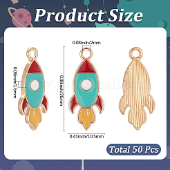 ライトゴールドメッキ合金エナメルペンダント50個。  ロケット  カラフル  25x10.5x1.5mm  穴：2mm&nbsp;ENAM-SC0007-83