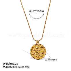 女性用304ステンレススチール製エンボス加工コインペンダントネックレス  ゴールドカラー  15.75インチ（40cm）&nbsp;WGF57C1-01