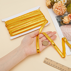 きらめきのポリエステル レースのリボン  スパンコール  服飾材料  ゴールデンロッド  1/2インチ（13mm）  約10.94ヤード（10m）/バンドル&nbsp;OCOR-WH0090-67C