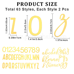 アクリルミラー効果のケーキトッパー  数字と文字.a~z  ゴールド  25~83.5x6~58x1mm  126個/セット&nbsp;AJEW-WH0038-84A