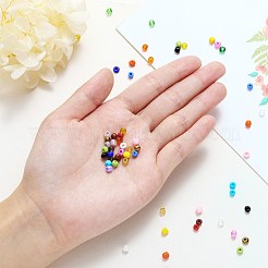 DIYストレッチジュエリーセットキット  ガラスシードビーズを含む  ステンレス鋼の針とはさみとビーズのピンセットとロブスターの爪の留め金  合金のスペーサービーズ  ミックスカラー  シードビーズ：4mm  穴：1.5mm  約  4800個/箱&nbsp;DIY-SZ0001-30