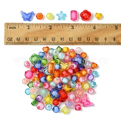 15 スタイル透明アクリルビーズ  二層ビーズ  混合図形  ミックスカラー  7~12x7~13x5~11mm  穴：2~2.5mm&nbsp;TACR-FS0001-49