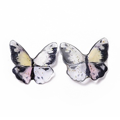 クリア樹脂カボション  金箔  蝶  フローラルホワイト  21.5~22x22~24.5x1.5~4.7mm&nbsp;RESI-L036-10A-06