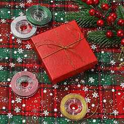4 ロール 4 色の編組非弾性ビーズ糸  クリスマスパーティーの装飾のためのメタリックコール  ミックスカラー  0.6mm  約10.93ヤード（10m）/ロール  1ロール/色&nbsp;EW-YW0001-15