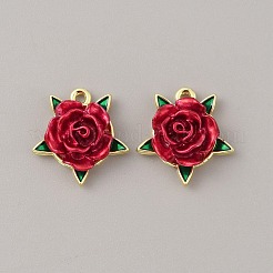 プラスチックチャーム  合金パーツ  ローズチャーム  ライトゴールド  18x17.5x7mm  穴：1.6mm&nbsp;FIND-WH0110-443