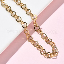 女性用304ステンレススチールローロチェーンブレスレット  イオンプレーティング（ip）  ゴールドカラー  6-3/4インチ（17.1cm）&nbsp;BJEW-Z152-01G