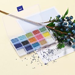 180g15色ガラスシードビーズ  光沢のある  ラウンド  ミックスカラー  12/0  1.5~2.5x1.5~2mm  穴：0.5~1mm  12 G /カラー&nbsp;SEED-JQ0003-01D-2mm