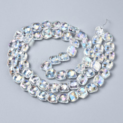 電気メッキガラスビーズセット  ABカラー  正方形  クリアAB  10.5x11x6mm  穴：1mm  約60個/連  25.20インチ（64cm）&nbsp;EGLA-N008-005-A01