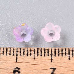 つや消し透明なアクリルビーズ  花  金箔  ラベンダー  5.5~6x3mm  穴：1.5mm  約1086個/50g&nbsp;X-OACR-N137-72C