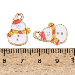 クリスマステーマの合金エナメルペンダント  ゴールドカラー  雪だるま  20x14x1.5mm  穴：2mm&nbsp;ENAM-Z023-01G-08