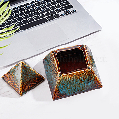 ふた付き磁器灰皿  ホームオフィスの卓上装飾  ピラミッド  ダークスレートグレー  132x132x132mm  内径：67x67mm&nbsp;AJEW-WH0307-40