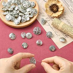 50種類のスタイルの合金シャンクボタン10個  混合図形  アンティークシルバー  17~22.5x7~9mm  穴：2~3mm  5個/スタイル&nbsp;BUTT-CJ0001-09