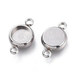 変色しない304ステンレススチール製カボションコネクタセッティング  フラットラウンド  ステンレス鋼色  トレイ：6mm  14x8.5x3mm  穴：1.6mm&nbsp;STAS-I161-03B-P