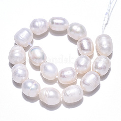 天然養殖淡水パールビーズ連売り  ライス  貝殻色  9~12.5x8.5~9mm  穴：0.7~0.8mm  約17個/連  7.09インチ（18cm）&nbsp;PEAR-N012-08I