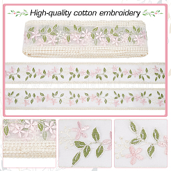 15ヤードのポリエステル刺繍フラワーレースリボン  家の装飾  ミスティローズ  3-3/8インチ（85mm）&nbsp;OCOR-WH0078-223