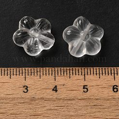 天然石クオーツクリスタルビーズ  ロッククリスタル5枚の花びらビーズ  13.5x14x7mm  穴：1.2mm&nbsp;G-B100-06