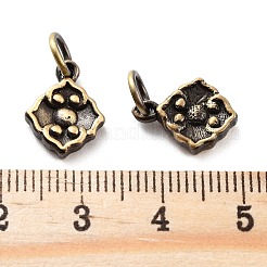 真鍮チャーム  カドミウムフリー＆鉛フリー  菱形  アンティークブロンズ  16x10x2.3mm  穴：4.3mm&nbsp;KK-S377-01AB
