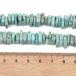 天然石ハウライトビーズ連売り  染め  ナゲット  段階ビーズ  ターコイズ  7.5~16x6.5~13.5x1.5~4mm  穴：1~1.2mm  約139個/連  15.55~15.75''（39.5~40センチメートル）&nbsp;G-A302-A01-03