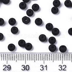 つや消し色ガラスビーズ  不透明色  ラウンド  ブラック  4x3mm  穴：1mm  約4500個/袋&nbsp;SEED-S040-03A-01