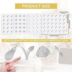 80シート4模様PVC防水粘着ステッカーセット  ギフトカードの装飾用の漫画のデカール  シルバーカラー  野菜柄  100x78x0.1mm  ステッカー：12x12mm  30pcs /シート  20枚/柄&nbsp;STIC-OC0001-10E