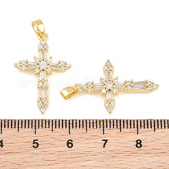 真鍮マイクロパヴェクリアキュービックジルコニアペンダント  クロスチャーム  18KGP本金メッキ  25x17x3mm  穴：5x3mm&nbsp;CU-CBA9AB3-16G