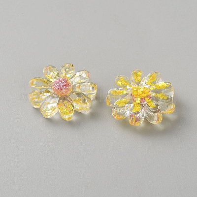 プラスチックカボション  花  きいろ  22.5x7.5mm&nbsp;FIND-SZC0009-15A-1