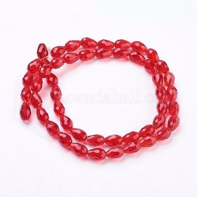 ガラスビーズ連売り  多面カット  ティアドロップ  ミックスカラー  15x10mm  穴：2mm  約48個/連  27.56インチ（70cm）&nbsp;GLAA-R024-15x10mm-M-1