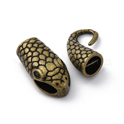 真鍮製インターロッキングクラスプ  カドミウムフリー＆ニッケルフリー＆鉛フリー  ヘビ  アンティークブロンズ  41.5x12.5x8.5mm  穴：5.5x6mm&nbsp;KK-D360-06AB-1
