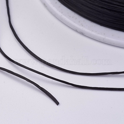 フラット弾性クリスタルストリング  弾性ビーズ糸  ストレッチブレスレット作り用  ブラック  0.7mm  約546.8ヤード（500m）/ロール&nbsp;EW-F006-19-1