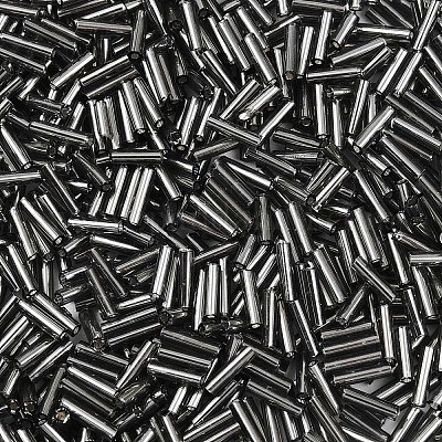ガラス竹ビーズ  銀並ぶ  グレー  6~8x1.8mm  穴：0.6mm  10000個/ポンド&nbsp;TSDB6MM52-1