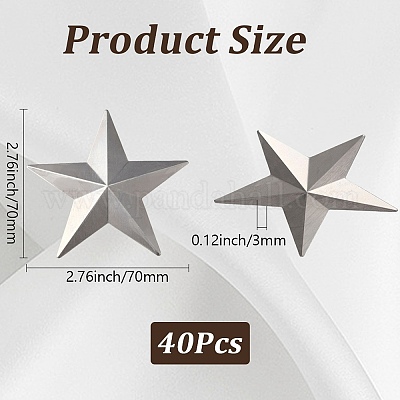 アイアン製カボション  スター  プラチナ  70x70x0.5mm&nbsp;IFIN-WH20009-01B-P-1