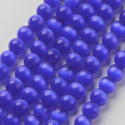 キャッツアイビーズ  ラウンド  ミディアムブルー  12mm  穴：1.5mm  約32個/連  14.5インチ&nbsp;CER12mm04-1