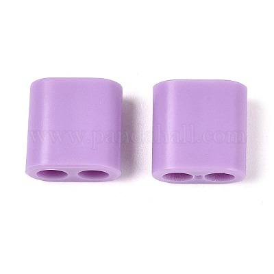 ABSプラスチックビーズ  正方形  2穴  5~6mmコードに適合  プラム  15x15x8.5mm  穴：4.8mm&nbsp;OACR-N156-07F-1
