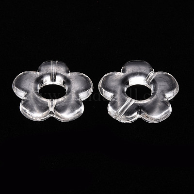 透明なアクリルビーズフレーム  花  透明  19x20x3.5mm  穴：1.6mm  内径：6.5mm&nbsp;X-TACR-S154-29B-01-1