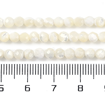 シェルビーズ連売り  多面カット  ラウンド  3.8~4.5mm  穴：0.8mm  約91個/連  38.5cm&nbsp;SSHEL-E571-38-4mm-1