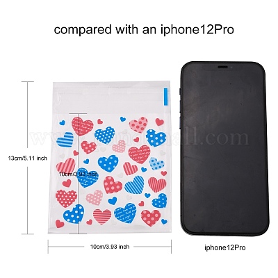 長方形のプラスチックセロハンバッグ  ベイク包装用  ハート柄  カラフル  13x10cm  一方的な厚さ：0.035mm  インナー対策：10x10のCM  約96~100個/袋&nbsp;OPC-F004-06-1