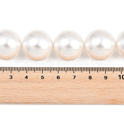 シェルパールビーズ連売り  ラウンド  ホワイト  20mm  穴：1.2mm  約20個/連&nbsp;BSHE-H001-06-1