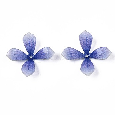 プラスチックビーズ  花  ブルー  17.5x17.5x7.5mm  穴：0.9mm&nbsp;KY-N015-63-1